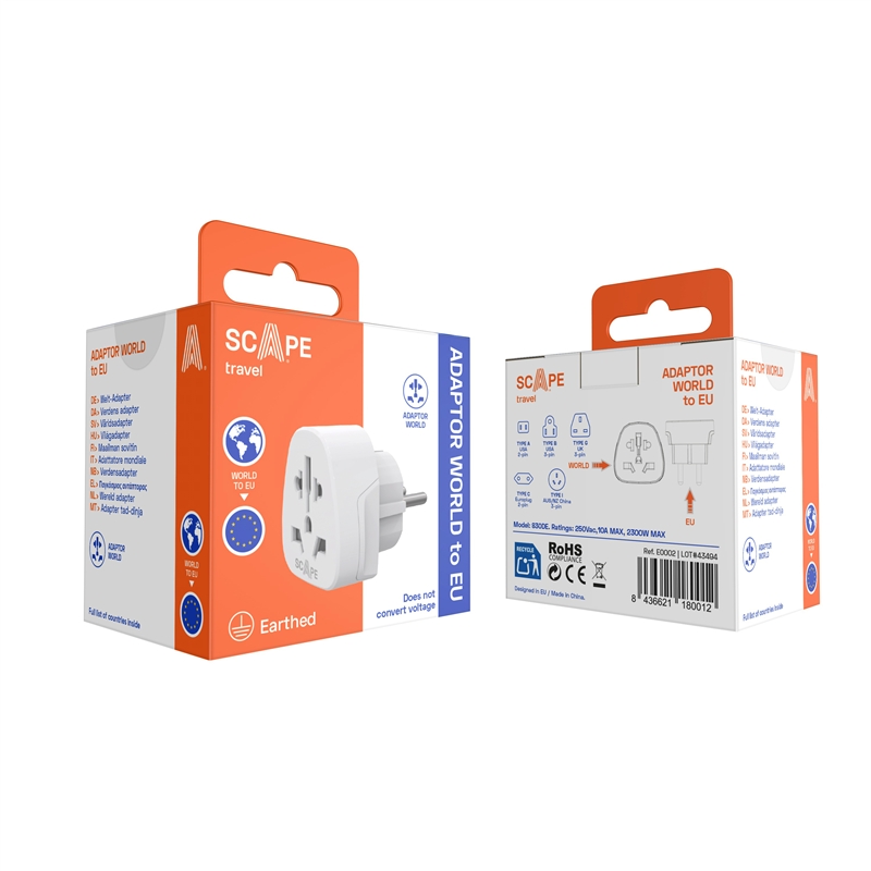 Scape Travel World to EU Travel Adapter (Schuko)