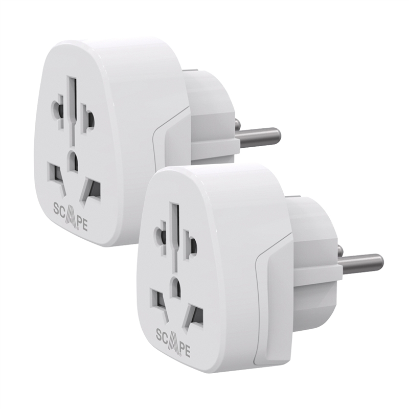 Scape Travel Set of 2 World to EU Travel Adapter (Schuko)