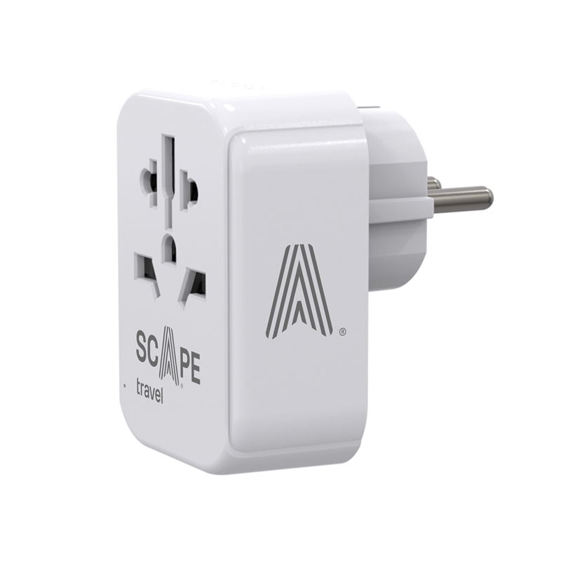 Scape Travel World Travel Adapter to Schuko with 1 USB-C + 2 USB-A 15W