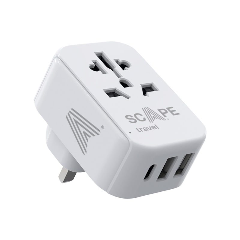 Scape Travel World Travel Adapter to UK with 1 USB-C + 2 USB-A 15W