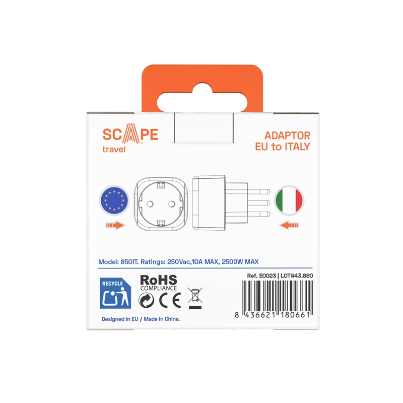 Scape Travel EU Schuko to Italy Adapter with plug
