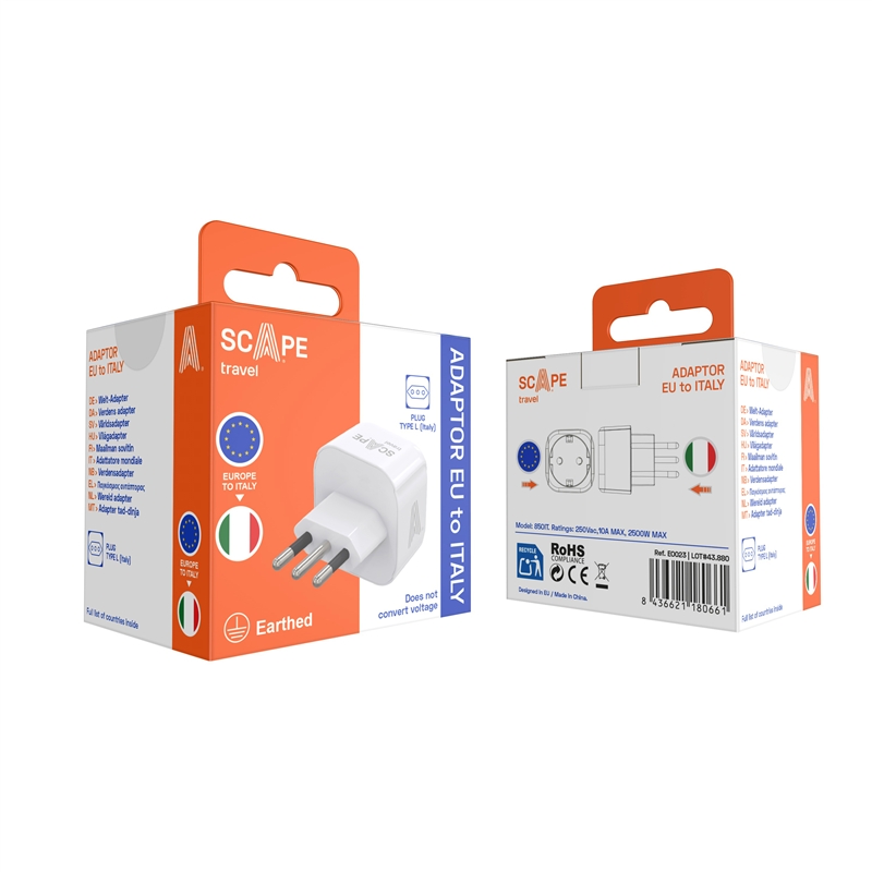 Scape Travel EU Schuko to Italy Adapter with plug