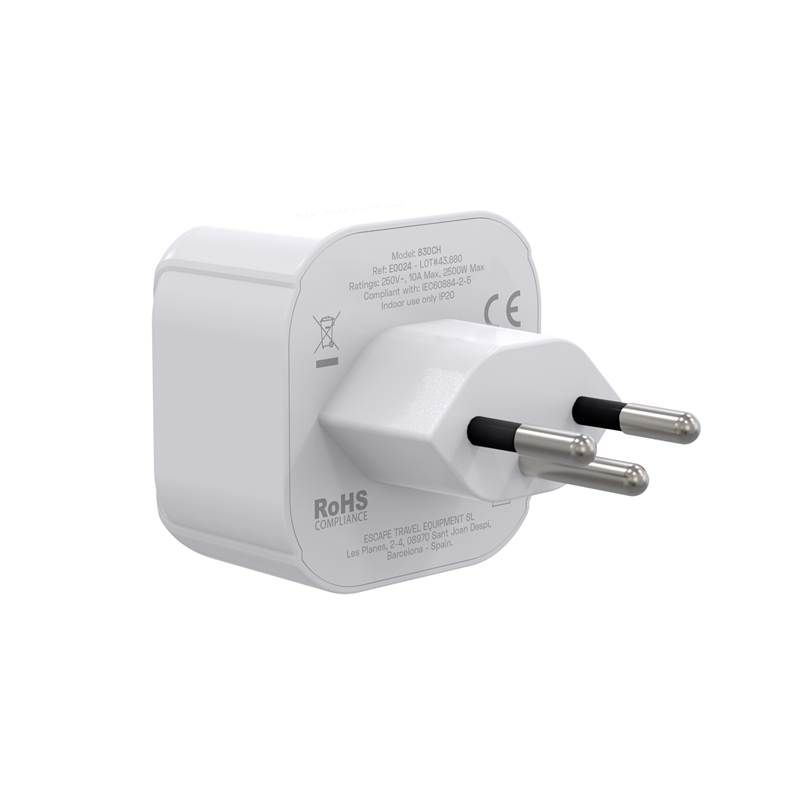 Scape Travel EU Schuko to Switzerland Adapter with plug