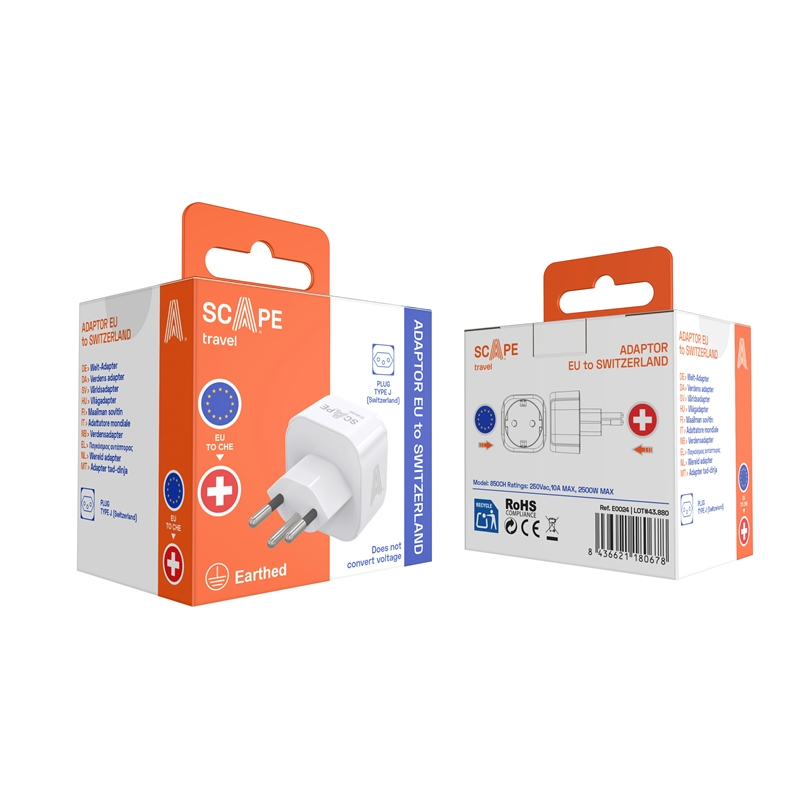 Scape Travel EU Schuko to Switzerland Adapter with plug
