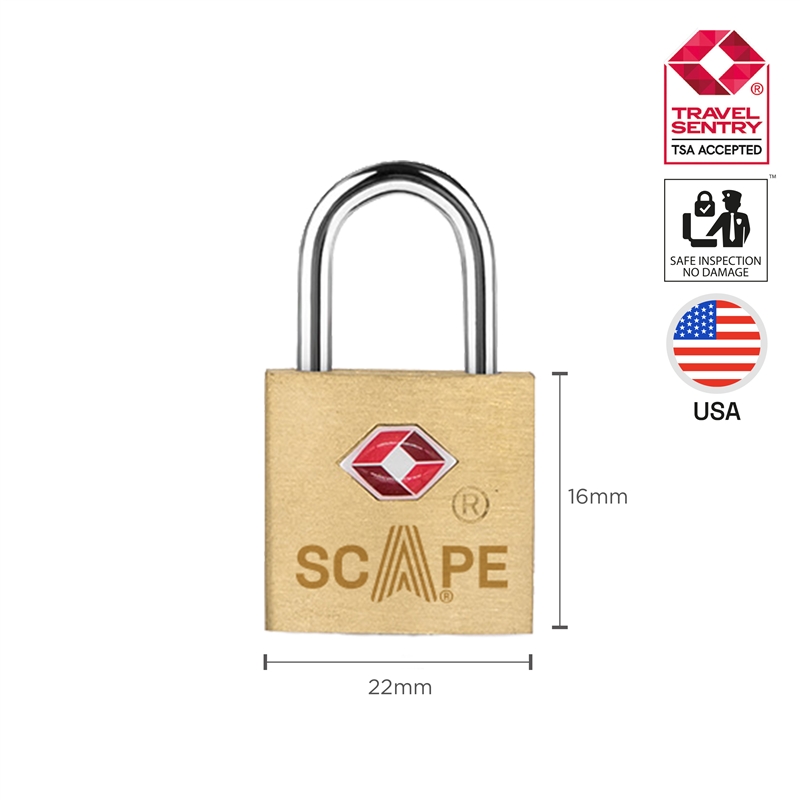 Scape Travel brass TSA padlock