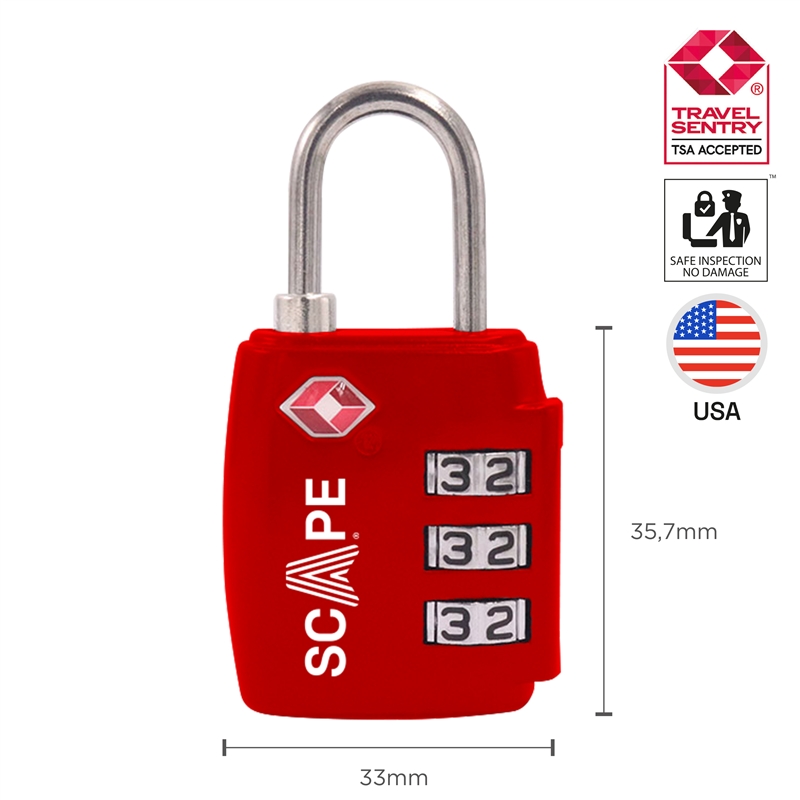 Scape Travel TSA combination padlock (blue, red, black)
