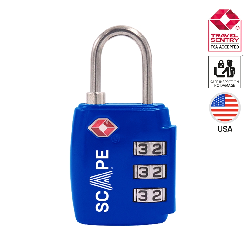 Scape Travel TSA combination padlock (blue, red, black)