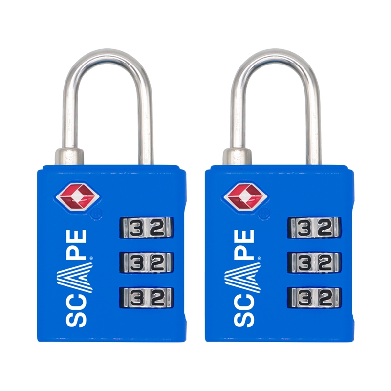 Scape Travel Pack of 2 TSA combination padlocks (blue, red)