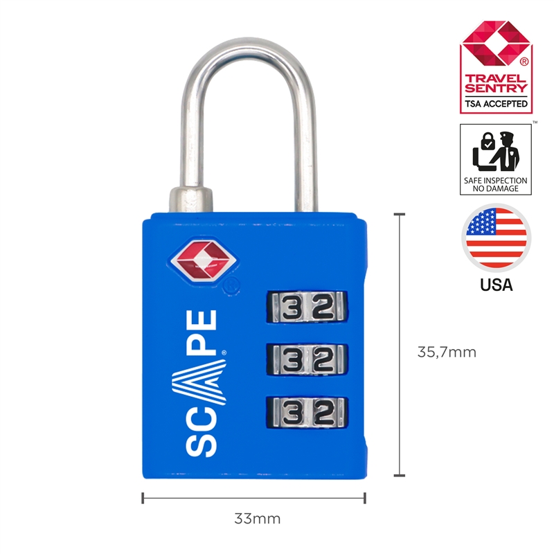 Scape Travel Pack of 2 TSA combination padlocks (blue, red)