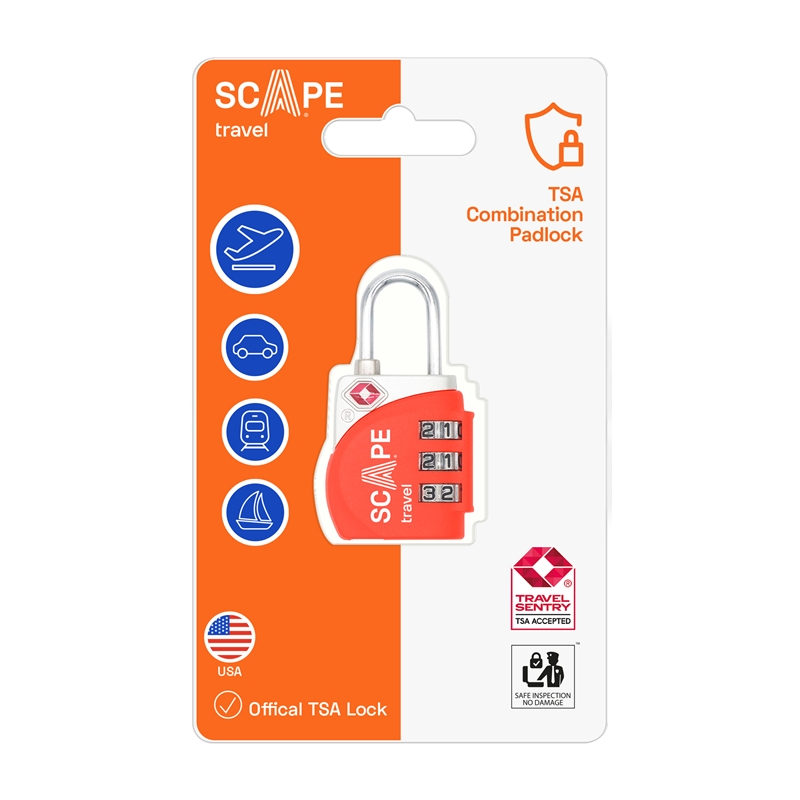 Scape Travel TSA combination padlock red