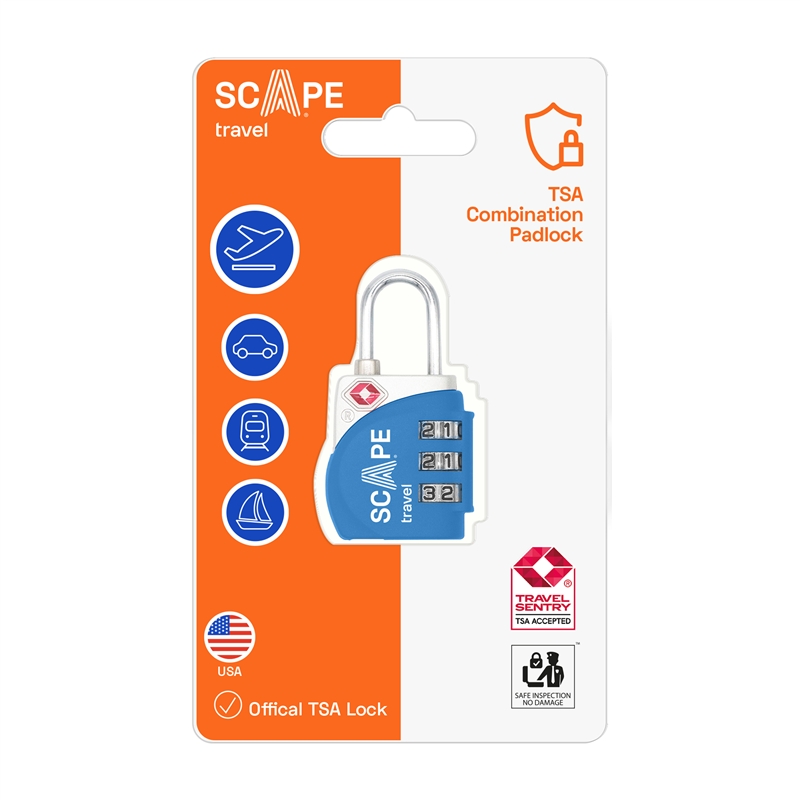Scape Travel TSA combination padlock blue