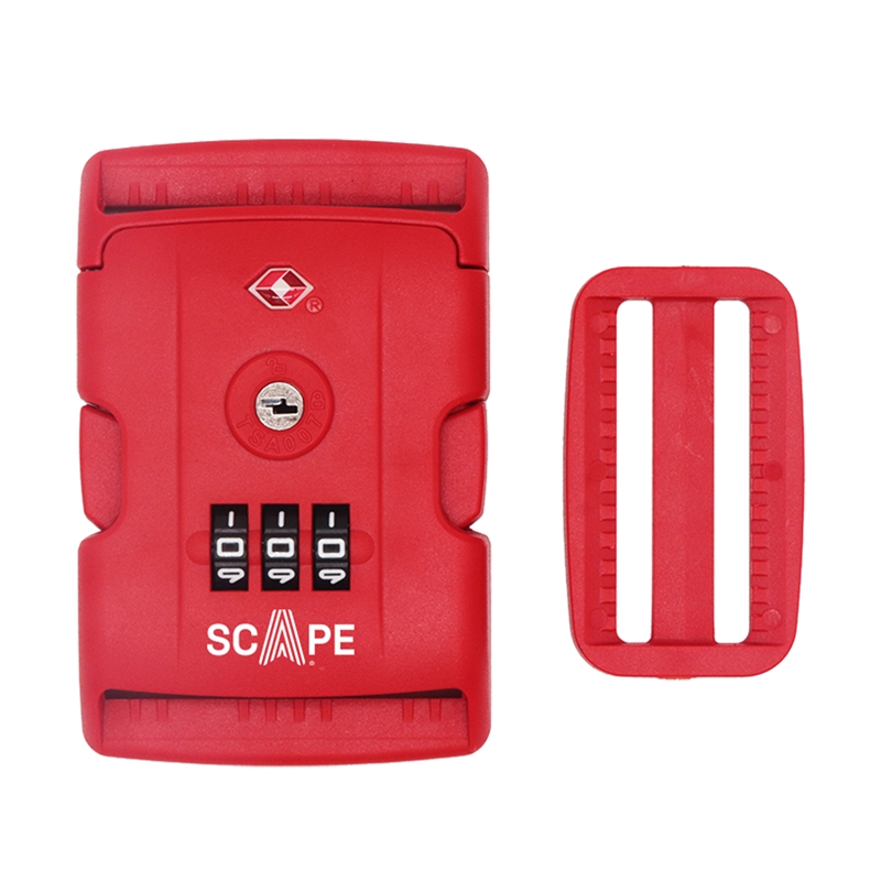 Scape Travel TSA combination luggage strap red