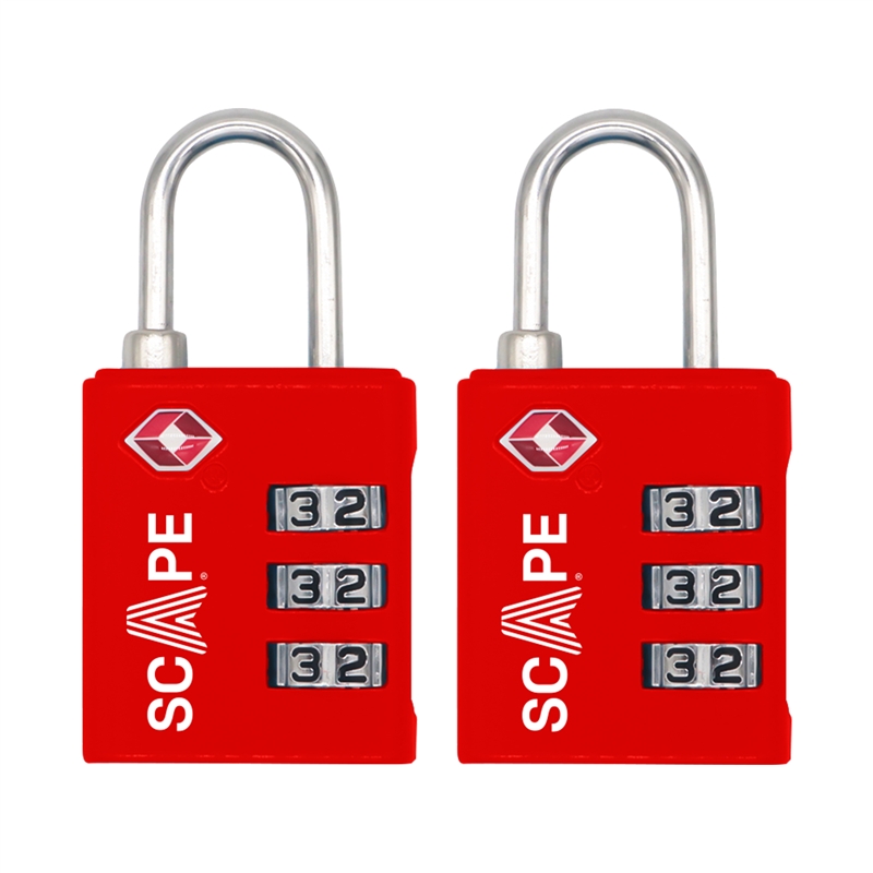 Scape Travel Pack of 2 TSA combination padlocks red
