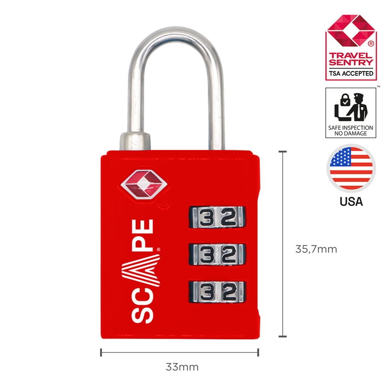 Scape Travel Pack of 2 TSA combination padlocks red