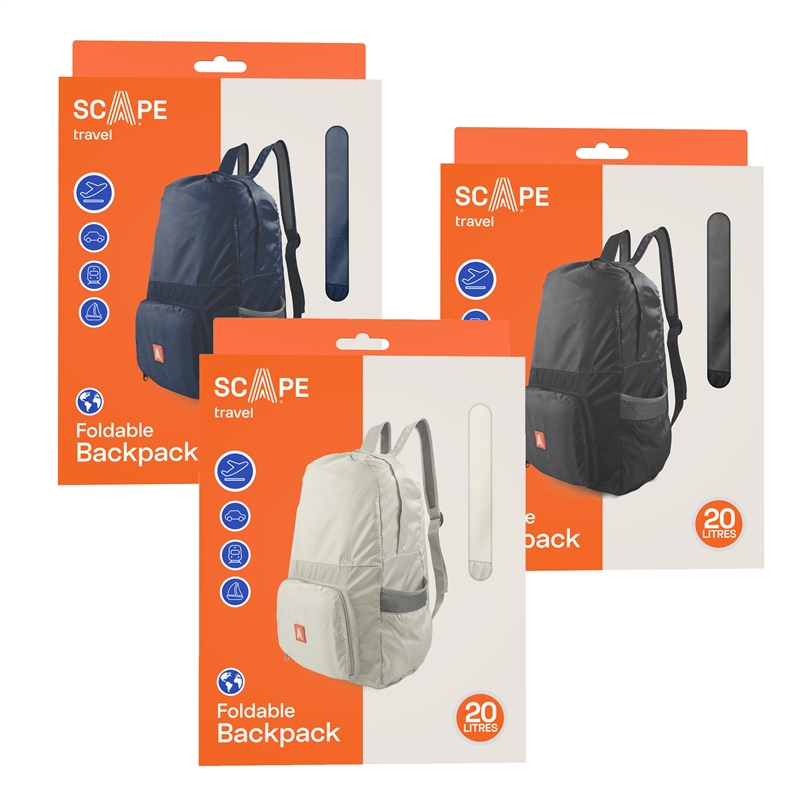 Scape Travel foldable backpack 20L (blue, light grey, black)