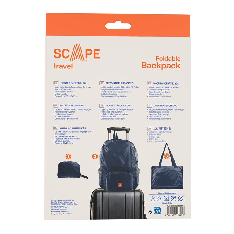 Scape Travel foldable backpack 20L blue