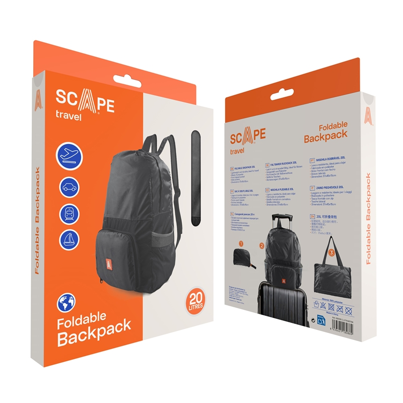 Scape Travel foldable backpack 20L black