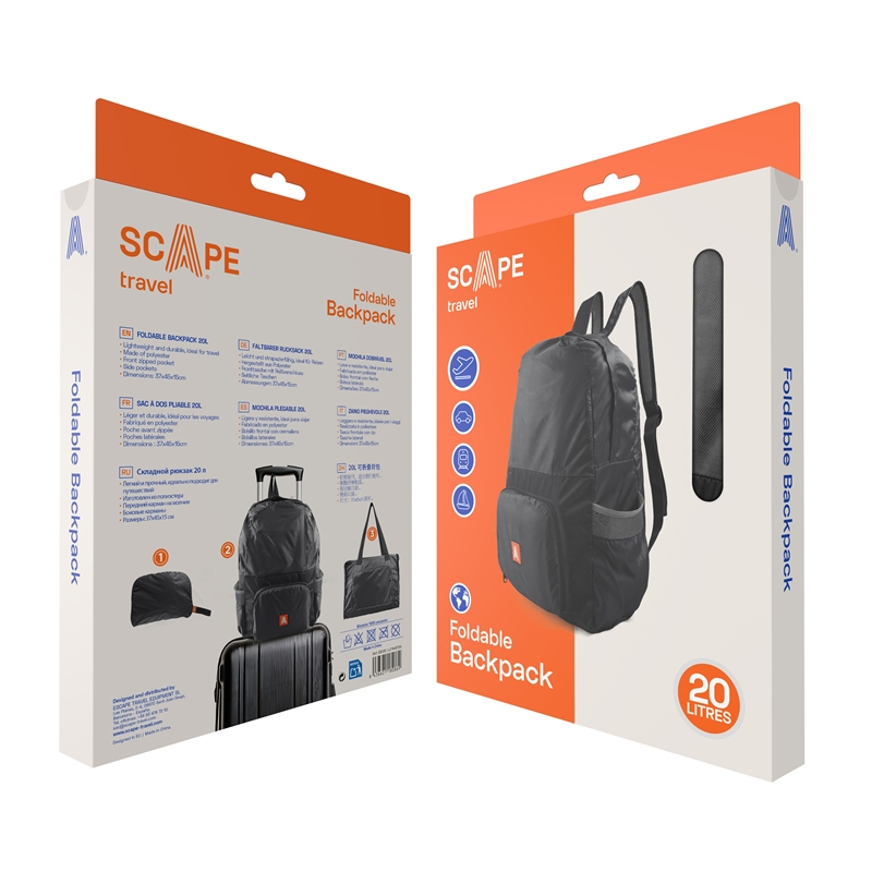 Scape Travel foldable backpack 20L black