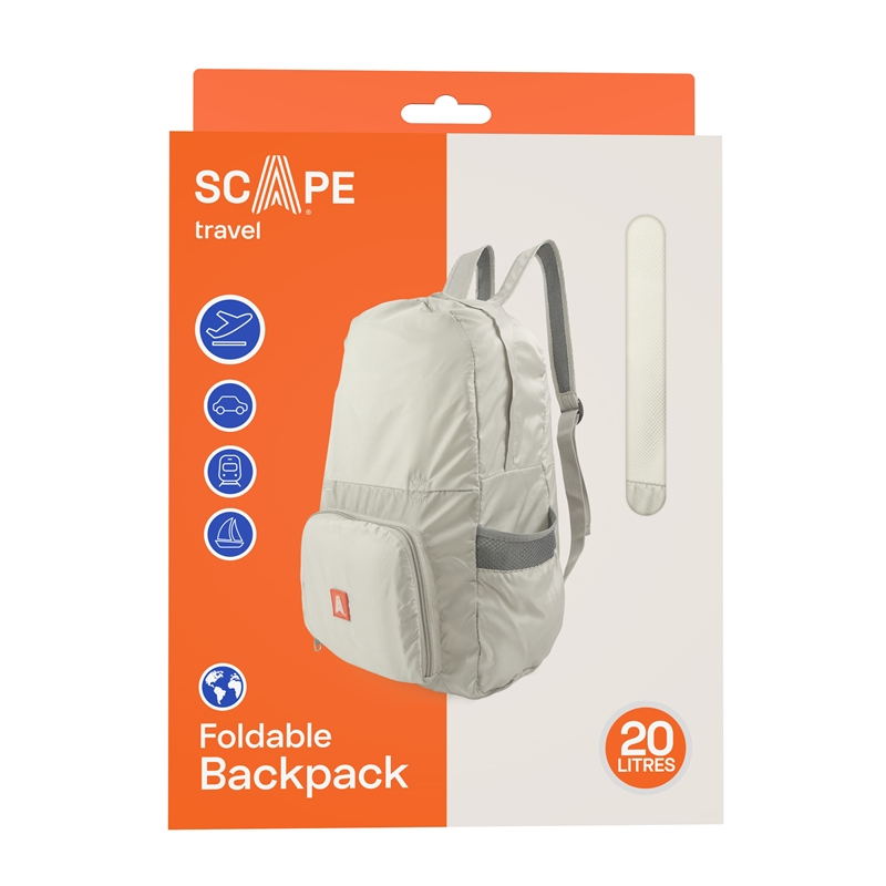 Scape Travel foldable backpack 20L light grey