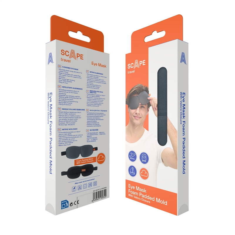 Scape Travel  Foam Eye mask with adjustable elastic band black