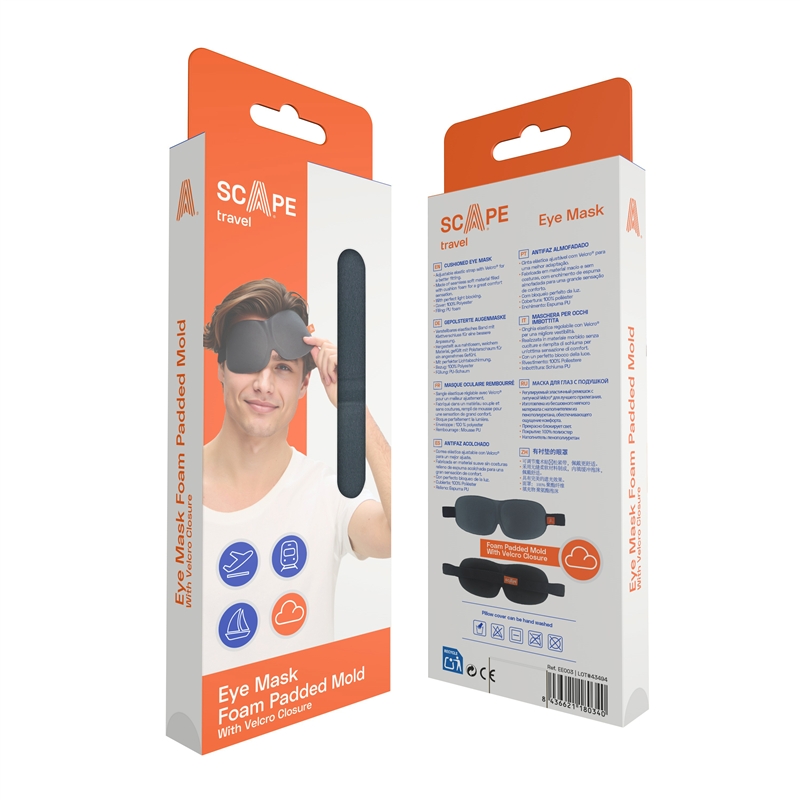 Scape Travel  Foam Eye mask with adjustable elastic band black