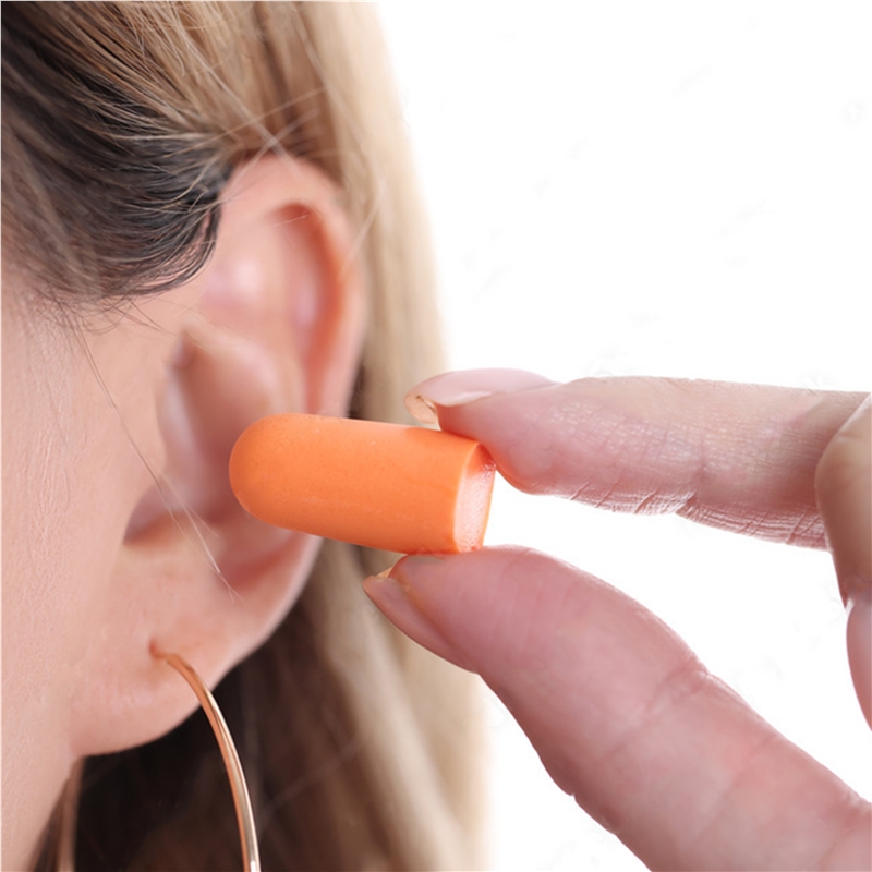 Scape Travel Set of 2 pairs Reusable PU Ear Plugs with carrying case organe