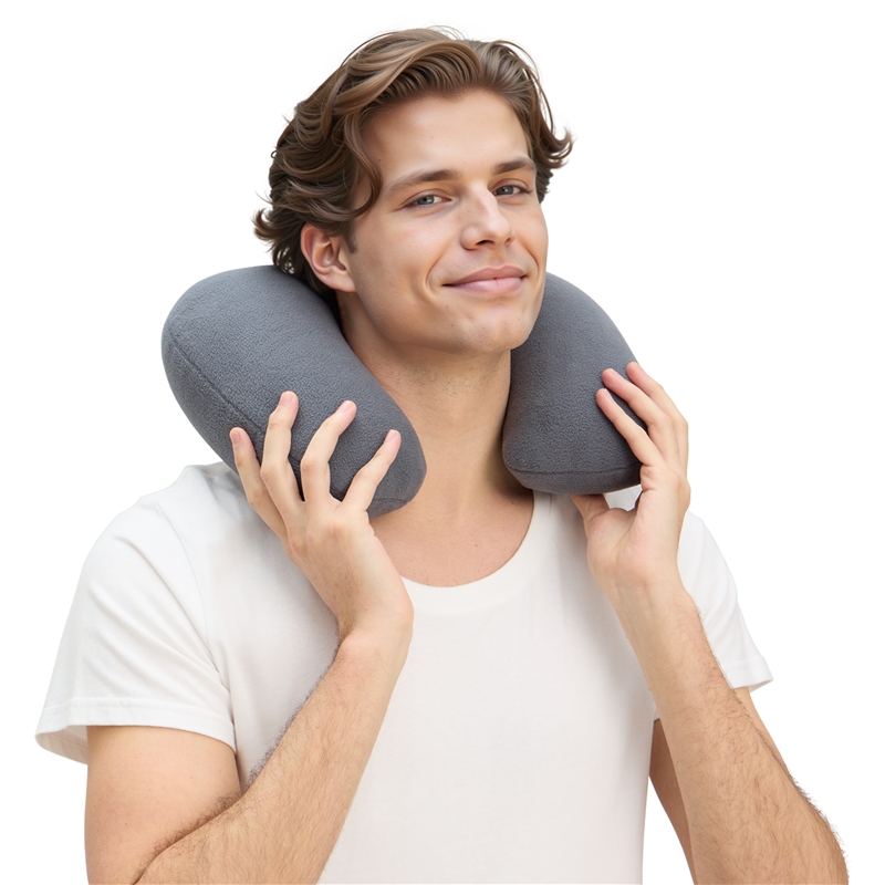 Scape Travel Inflatable travel pillow in grey fleece fabric