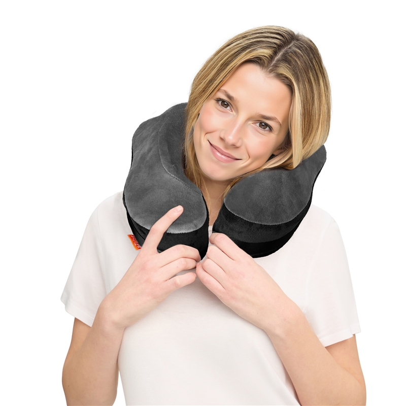 Scape Travel Memory Foam Premium travel pillow with adjustable clilp fastener grey