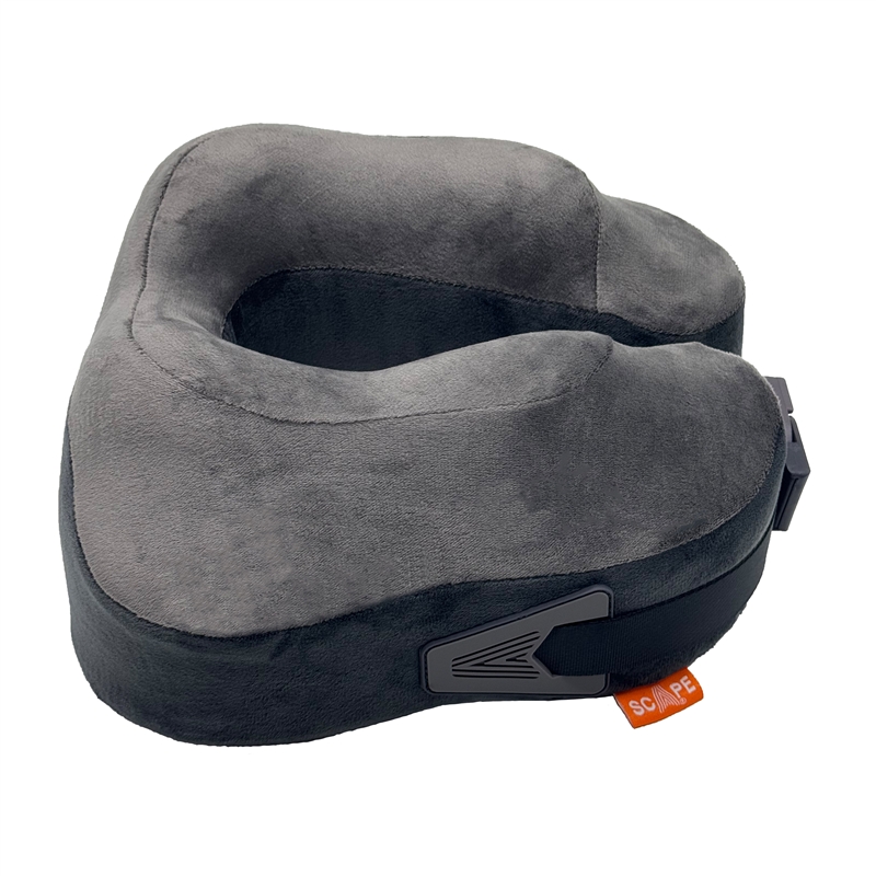 Scape Travel Memory Foam Premium travel pillow with adjustable clilp fastener grey