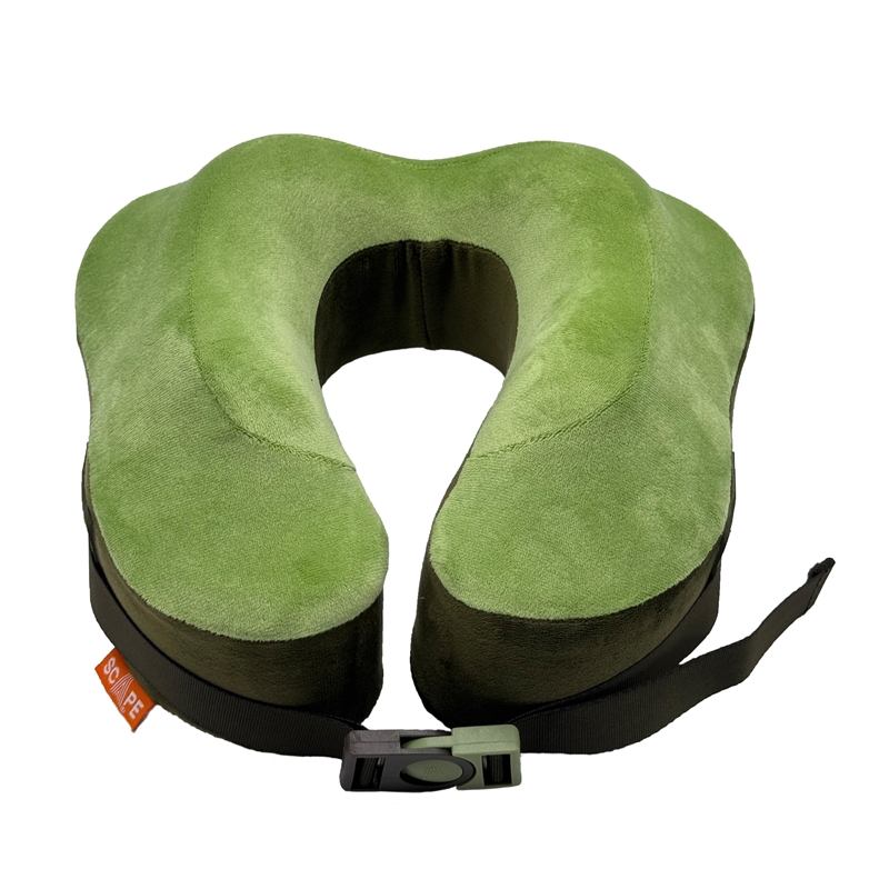 Scape Travel Memory Foam Premium travel pillow with adjustable clilp fastener green