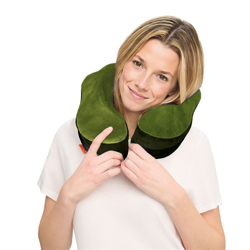 Scape Travel Memory Foam Premium travel pillow with adjustable clilp fastener green