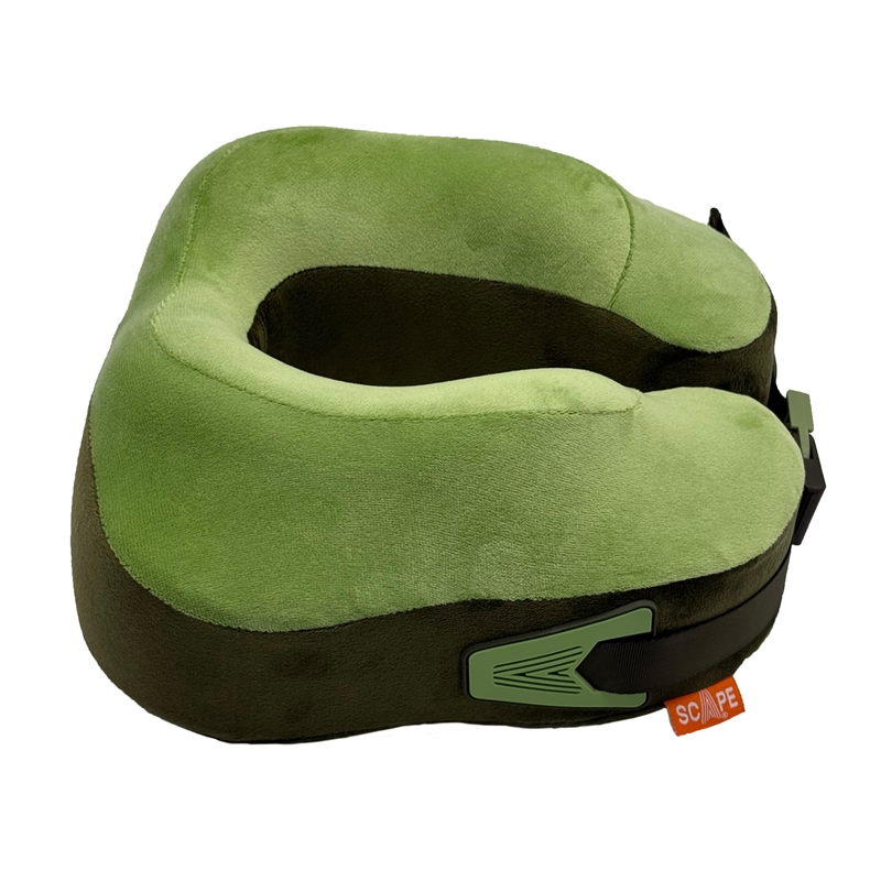 Scape Travel Memory Foam Premium travel pillow with adjustable clilp fastener green