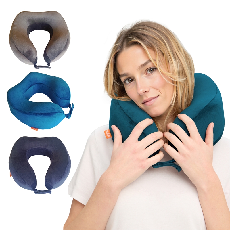 Scape Travel Memory Foam travel pillow with Velcro fastener (grey, blue, petrol blue)
