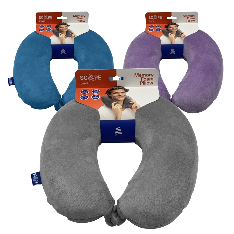 Scape Travel Viscoelastic travel pillow with clip fastener  (grey, petrol blue, purple)