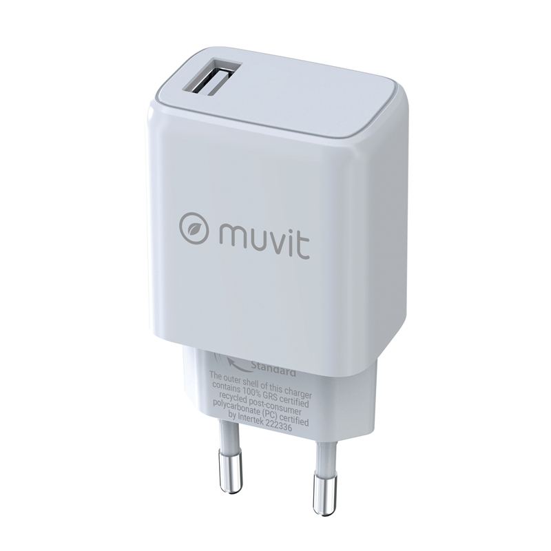 muvit for change USB wall charger 3A 15W white