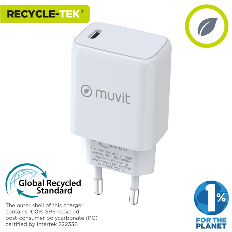 muvit for change wall charger Type C PD 20W white