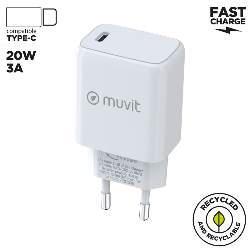muvit for change wall charger Type C PD 20W white