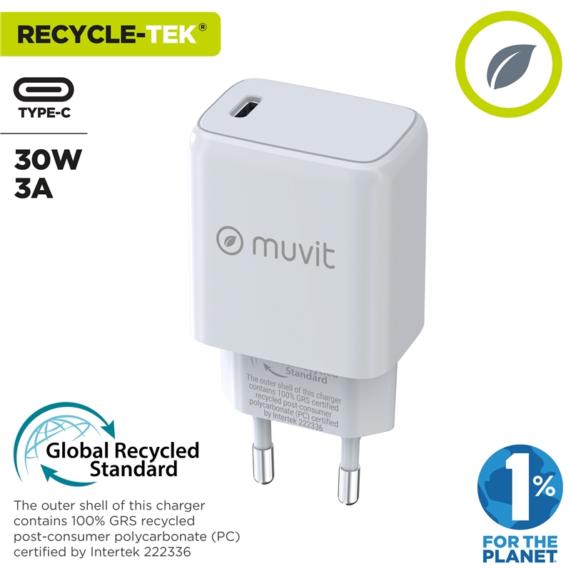 muvit for change wall charger Type C PD 30W white
