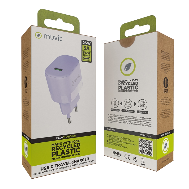 muvit for change wall charger Type C PD 25W lavender