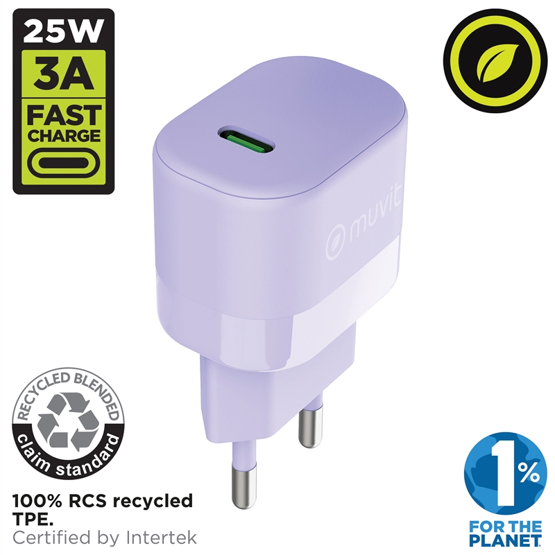muvit for change wall charger Type C PD 25W lavender