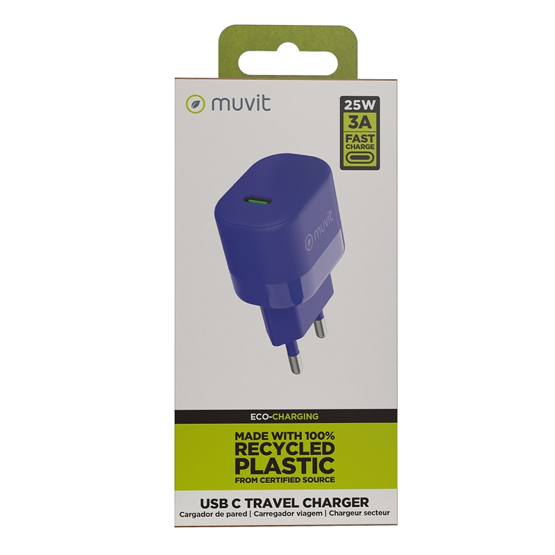 muvit for change wall charger Type C PD 25W blue