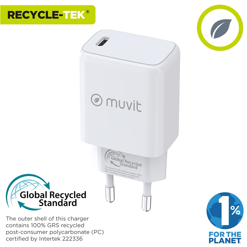 muvit for change wall charger Type C PD 25W white