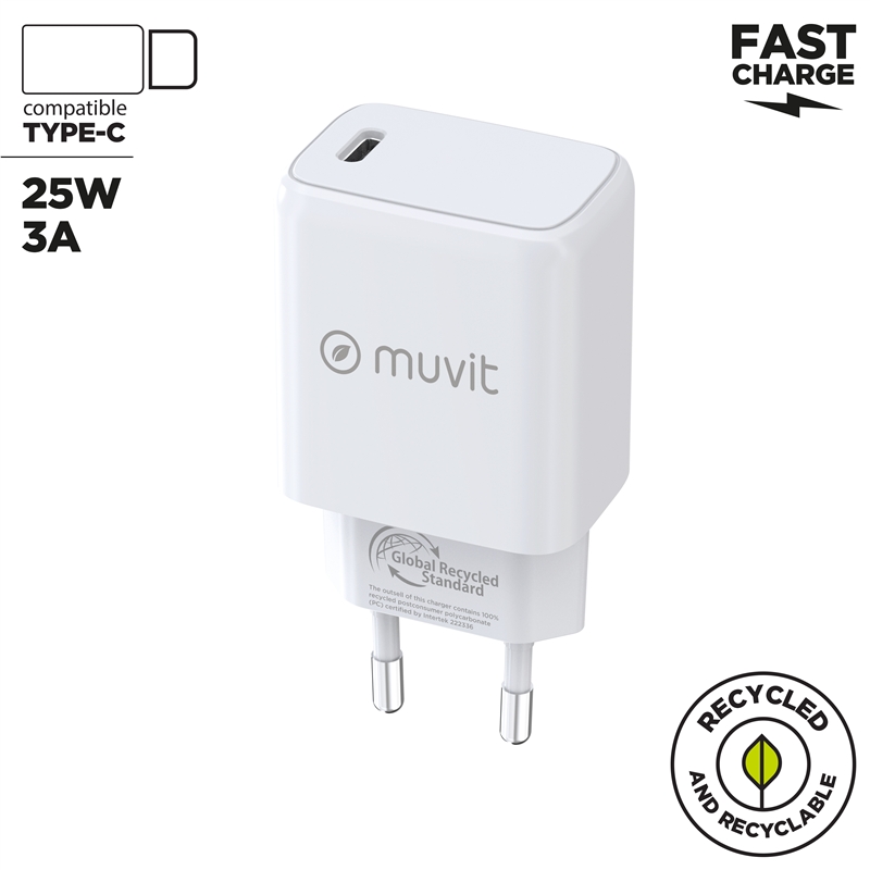 muvit for change wall charger Type C PD 25W white