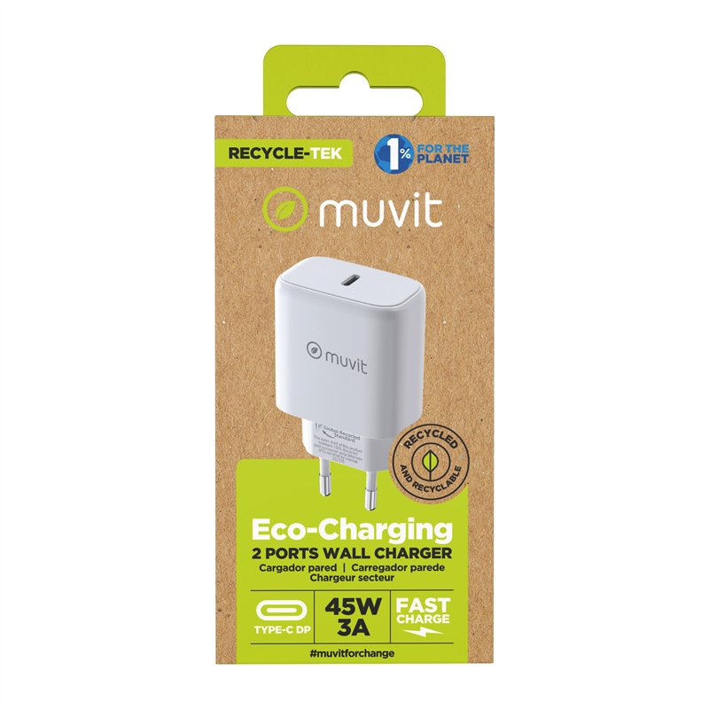 muvit for change cargador de pared Tipo C PD 45W blanco