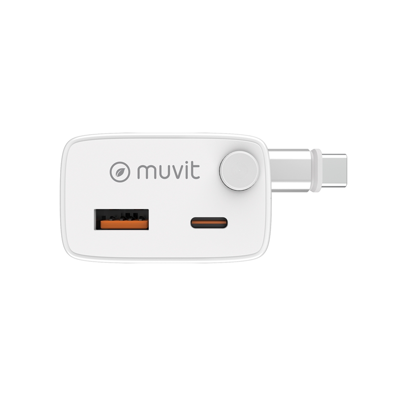 muvit for change cargador de pared Retráctil Tipo C PD 30W blanco