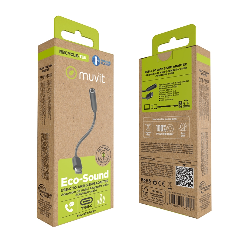 muvit for change Adapter Type C to 3.5mm Jack black