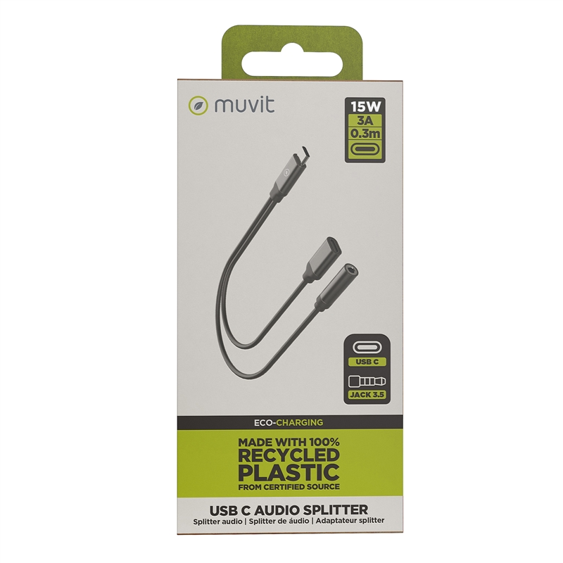 muvit for change Charging and music splitter type C black