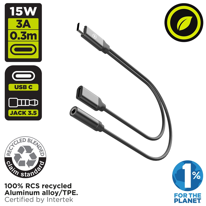 muvit for change Charging and music splitter type C black