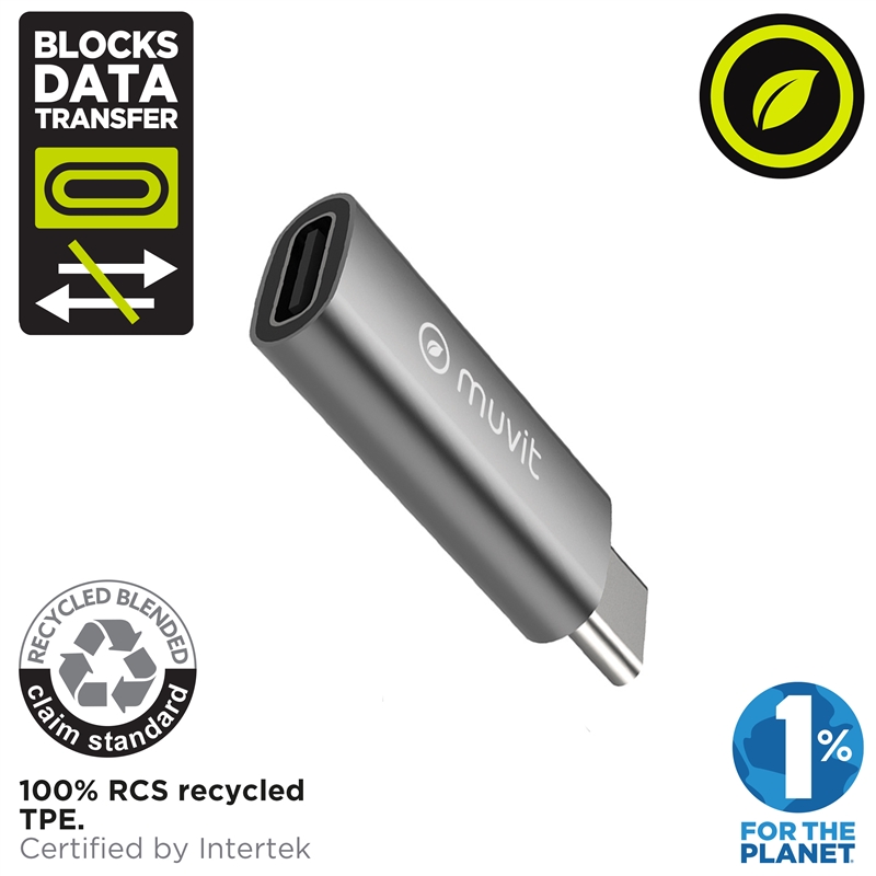 muvit for change USB-C data lock adapter aluminium grey