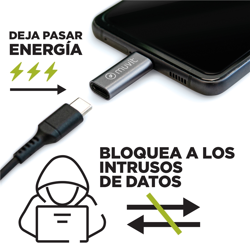 muvit for change USB-C data lock adapter aluminium grey